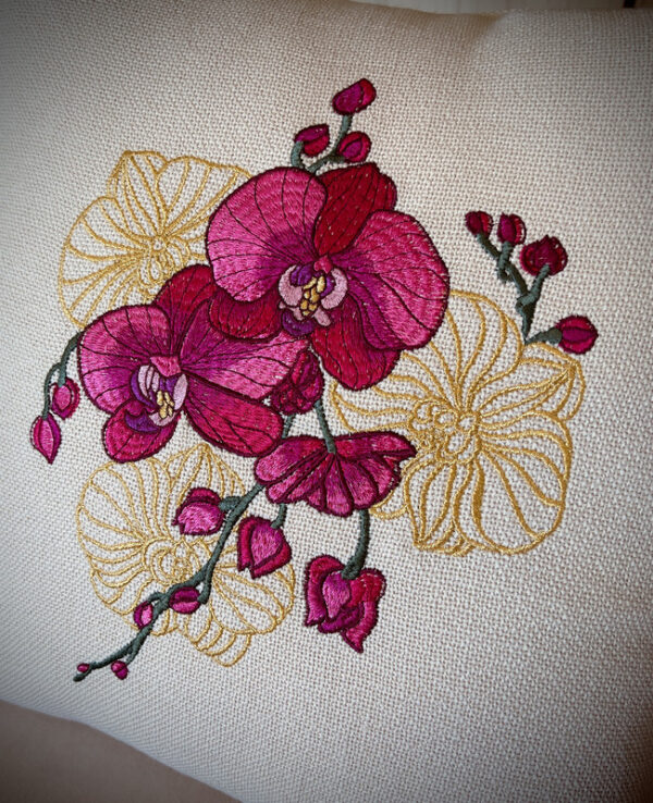 CAPA  ALMOFADA FLOR ORQUÍDEA  LINHÃO 50X50 - Image 3