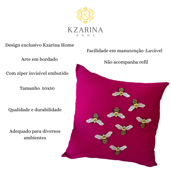 CAPA  ALMOFADA  ABELHA 2022 LINHO 50X50 - Image 3